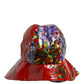 Dolce & Gabbana Glossy Red Floral Wide Brim Bucket Capello Hat
