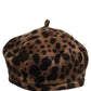 Dolce & Gabbana Brown Leopard French Style Beret Capello Hat