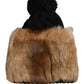 Dolce & Gabbana Black Brown Dyed Rabbit Real Fur Winter Beanie Hat