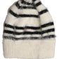Dolce & Gabbana Black White Striped Angora Knitted Beanie One Size Hat