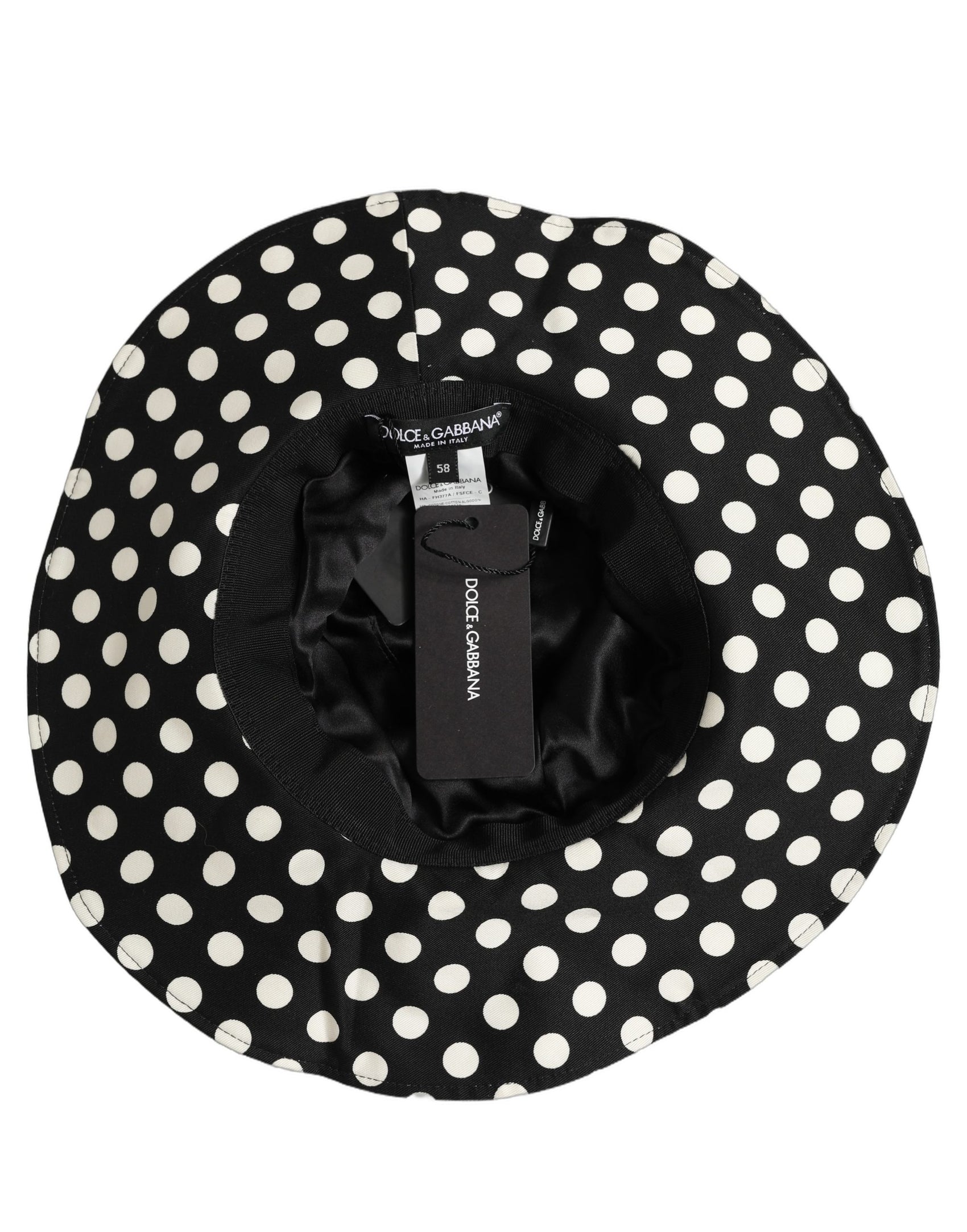 Dolce & Gabbana Black White Polka Dot Cotton Bucket Capello Hat