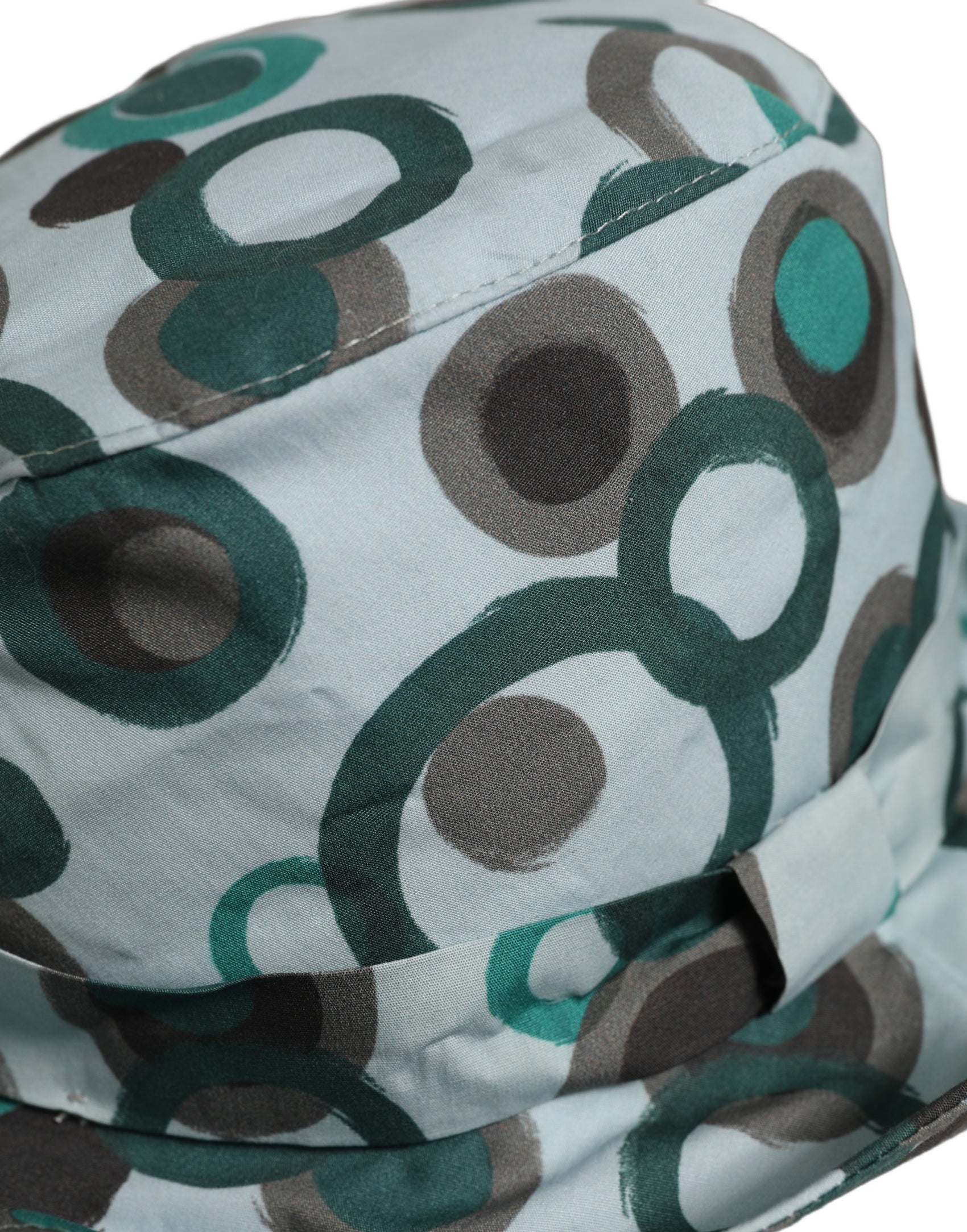 Dolce & Gabbana Teal Cotton Big Polka Dot Pattern Bucket Hat