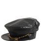 Dolce & Gabbana Black Cotton Gold DG Chain Baker Boy Capello Hat
