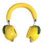Dolce & Gabbana Yellow Vibrant Lemon Leather Headset Headphones