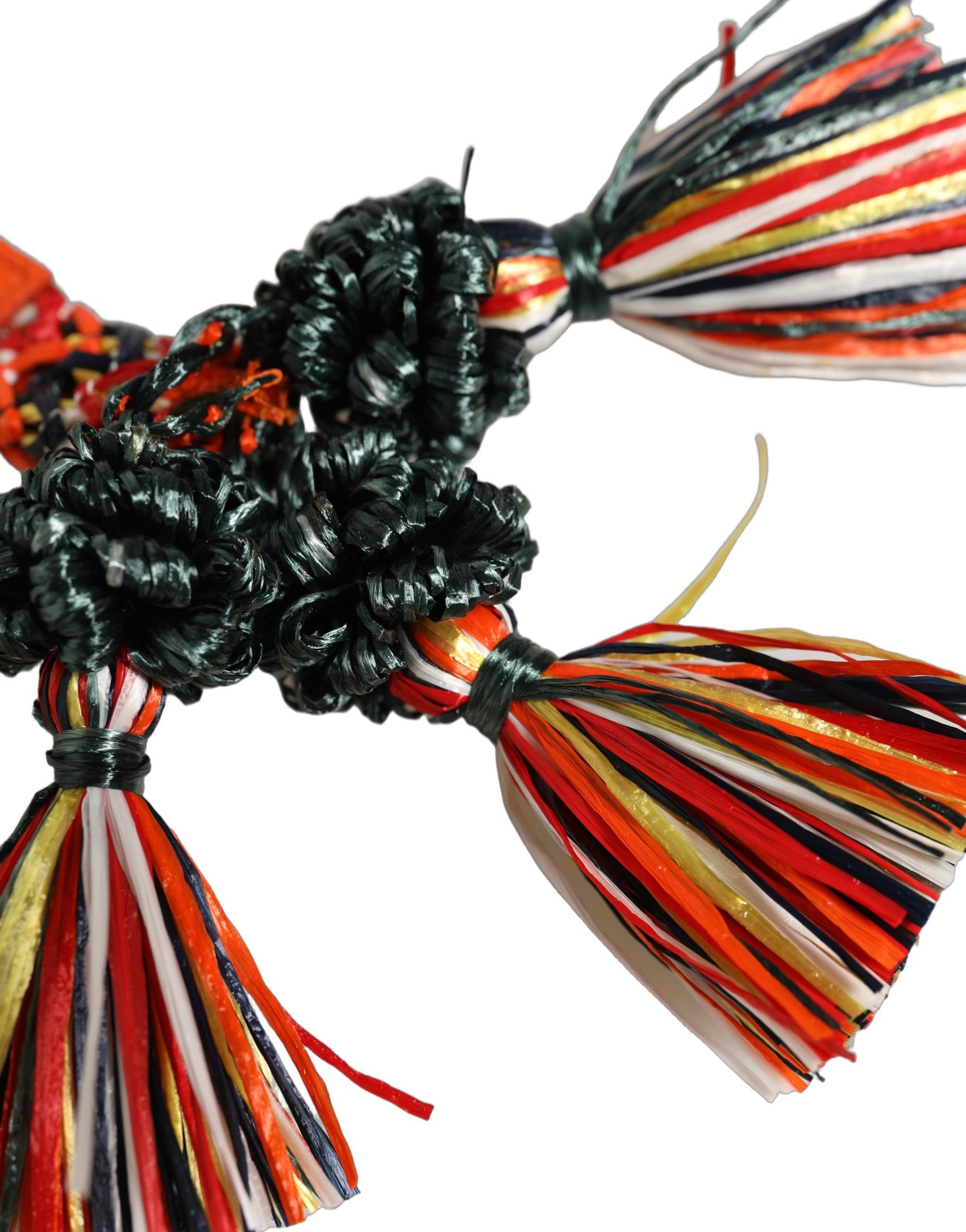Dolce & Gabbana Raffia Leather Clasp Finder Chain Keyring Multicolor