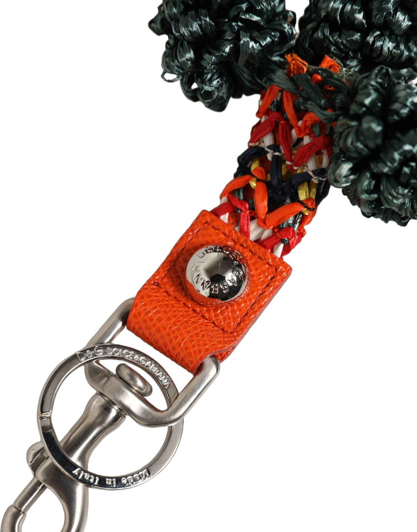 Dolce & Gabbana Raffia Leather Clasp Finder Chain Keyring Multicolor