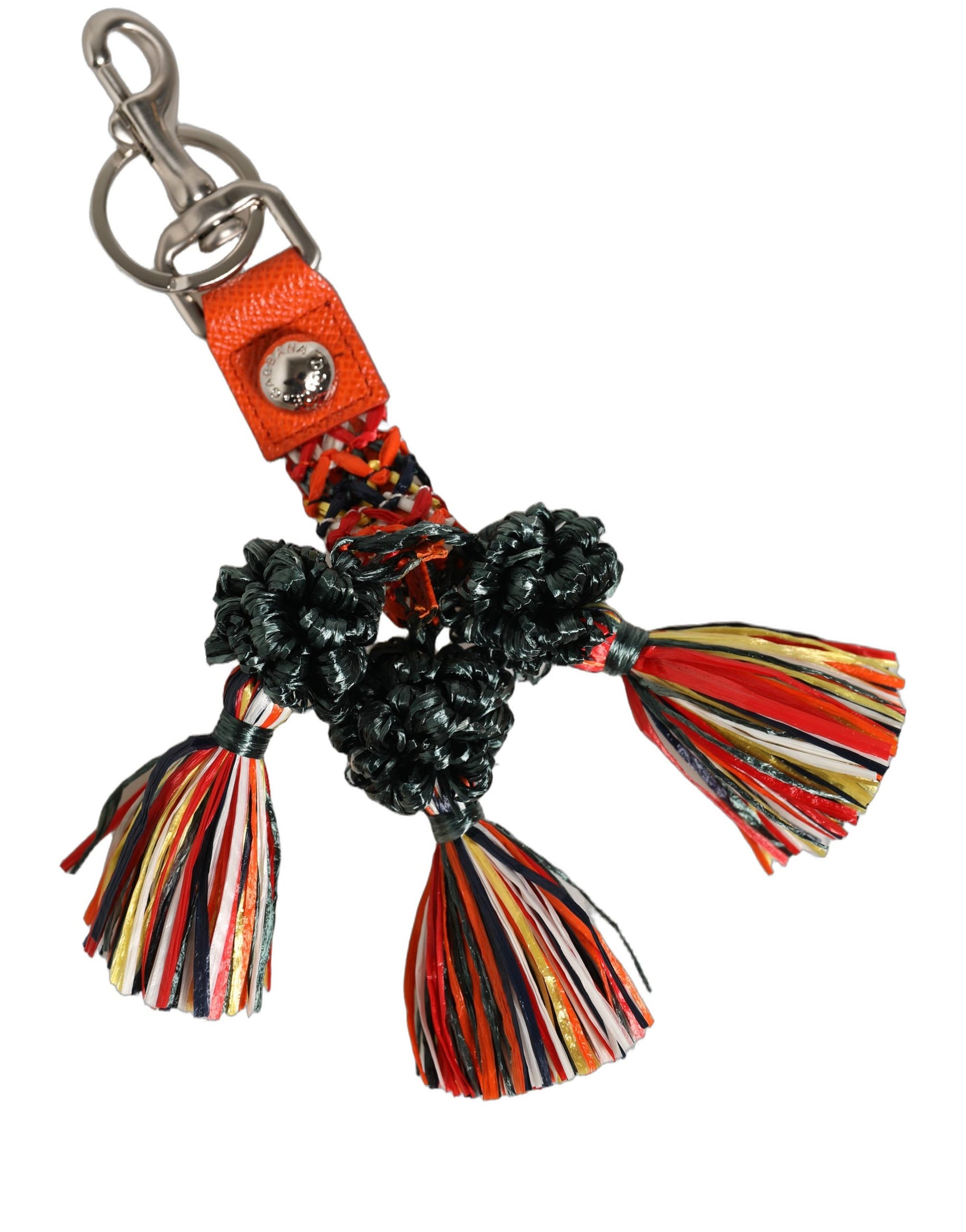 Dolce & Gabbana Raffia Leather Clasp Finder Chain Keyring Multicolor