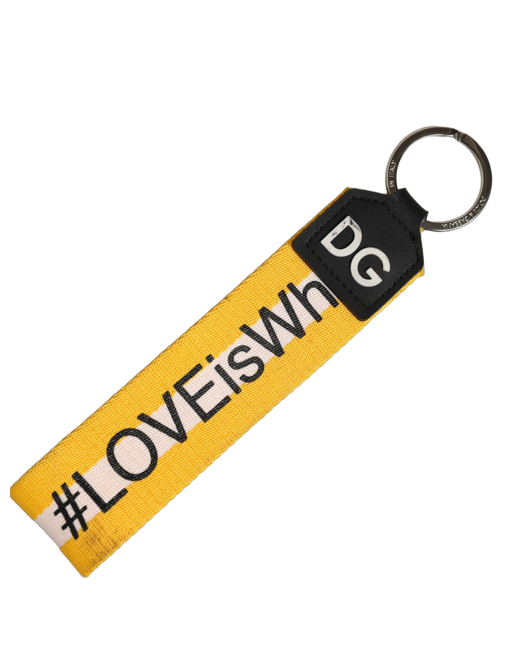 Dolce & Gabbana Multicolor Logo Polyester Brass Holder Keychain Keyring
