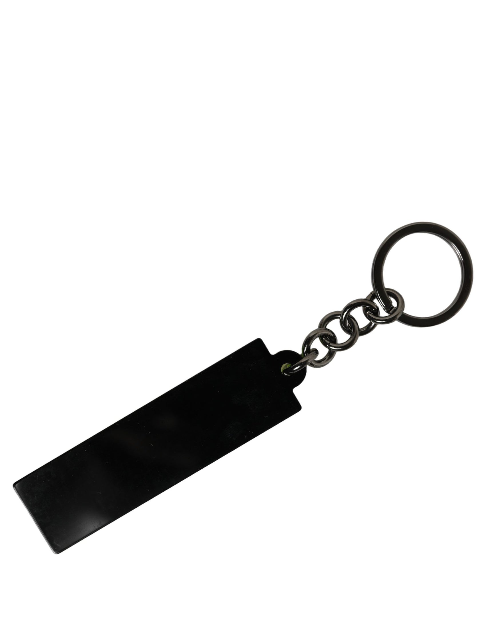 Dolce & Gabbana Neon Green Logo Print Charm Metal Keychain Keyring
