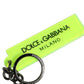 Dolce & Gabbana Neon Green Logo Print Charm Metal Keychain Keyring