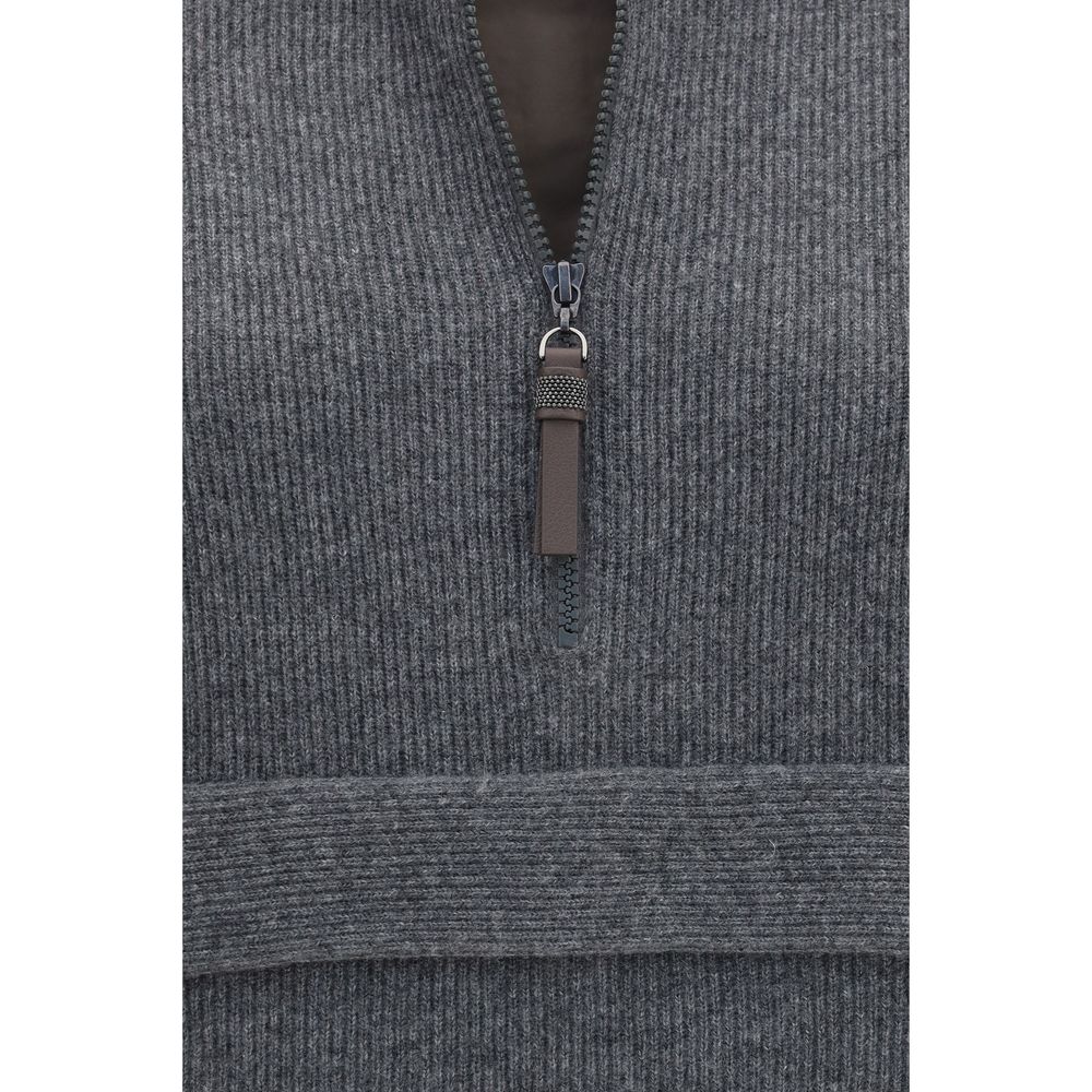 Brunello Cucinelli Gray Cashmere Sweatshirt