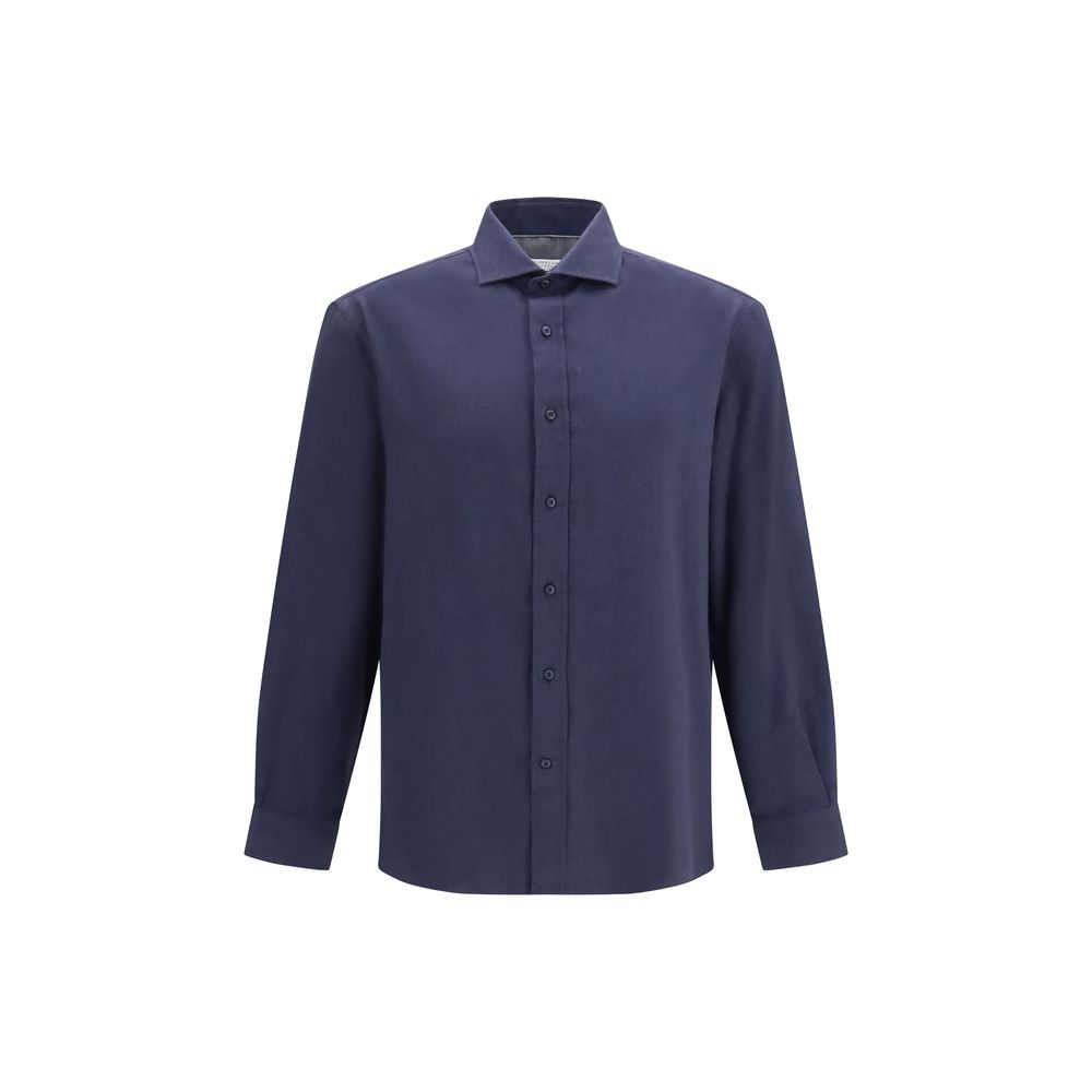Brunello Cucinelli Blue Cotton Dress Shirt