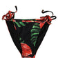 Dolce & Gabbana Black Floral Print Nylon Beachwear Bikini Bottom