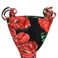 Dolce & Gabbana Black Floral Print Nylon Beachwear Bikini Bottom