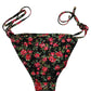 Dolce & Gabbana Black Floral Print Nylon Beachwear Bikini Bottom