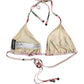 Dolce & Gabbana Pink Nylon Floral Halter Beachwear Bikini Top