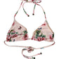 Dolce & Gabbana Pink Nylon Floral Halter Beachwear Bikini Top