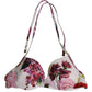 Dolce & Gabbana White Floral Print Nylon Beachwear Bikini Top