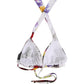 Dolce & Gabbana White Floral Print Triangle Beachwear Bikini Top