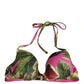 Dolce & Gabbana Fuchsia Pink Fig Print Beachwear Bikini Top