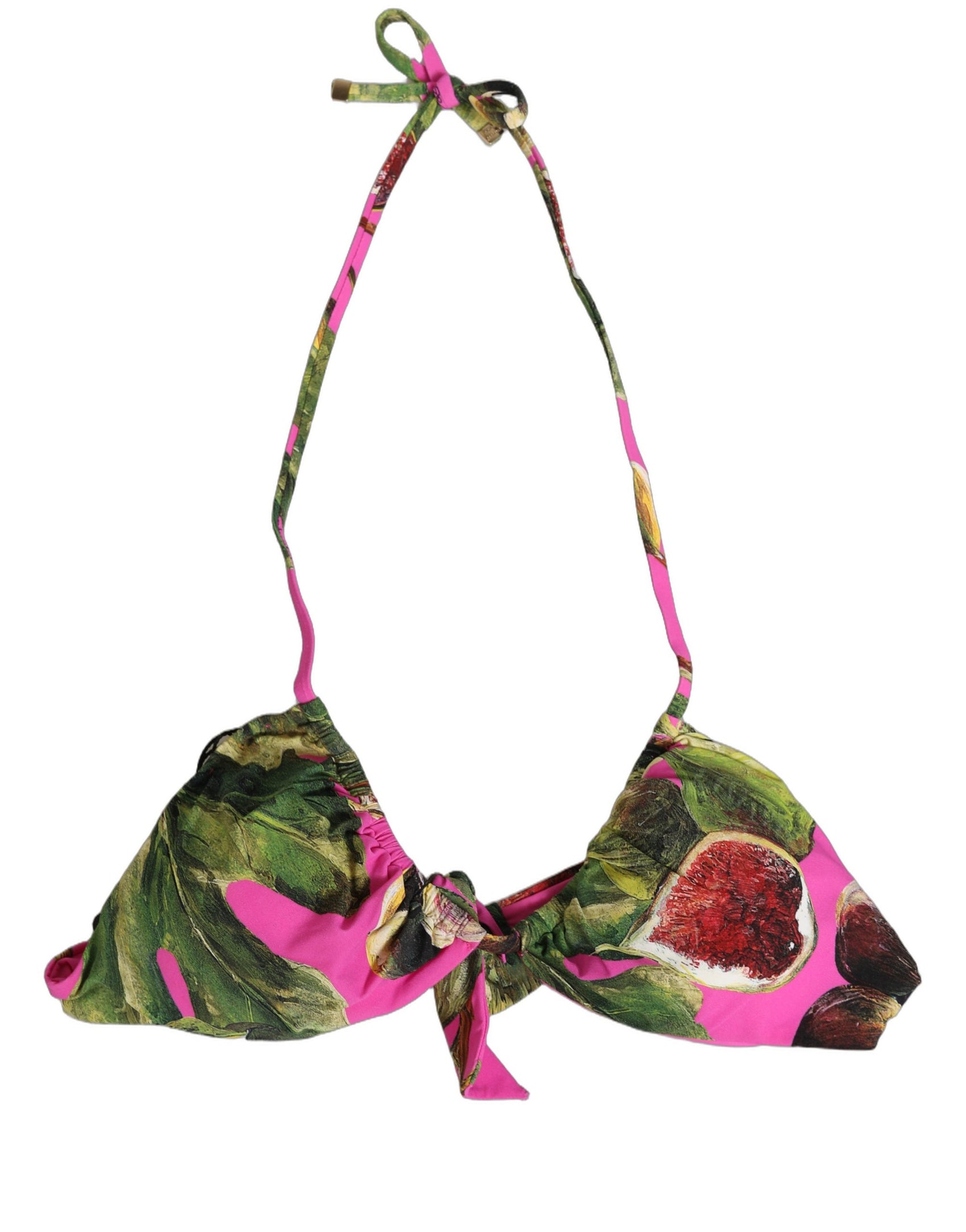 Dolce & Gabbana Fuchsia Pink Fig Print Beachwear Bikini Top