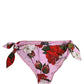 Dolce & Gabbana Pink Floral Tie Sides Beachwear Bikini Bottom