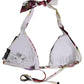 Dolce & Gabbana White Floral Print Triangle Beachwear Bikini Top