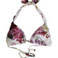 Dolce & Gabbana White Floral Print Triangle Beachwear Bikini Top