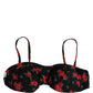 Dolce & Gabbana Black Floral Print Underwire Beachwear Bikini Top