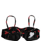 Dolce & Gabbana Black Floral Print Underwire Beachwear Bikini Top