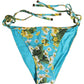 Dolce & Gabbana Blue Floral Print Nylon Beachwear Bikini Bottom