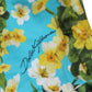Dolce & Gabbana Blue Floral Print Nylon Beachwear Bikini Bottom