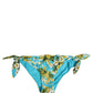 Dolce & Gabbana Blue Floral Print Nylon Beachwear Bikini Bottom