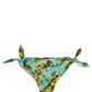 Dolce & Gabbana Blue Floral Print Nylon Beachwear Bikini Bottom