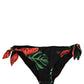 Dolce & Gabbana Black Floral Print Nylon Beachwear Bikini Bottom