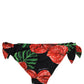 Dolce & Gabbana Black Floral Print Nylon Beachwear Bikini Bottom