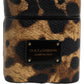 Dolce & Gabbana Brown Leopard Calf Leather Metal Logo Plaque Airpods Case