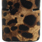 Dolce & Gabbana Brown Leopard Calf Leather Metal Logo Plaque Airpods Case