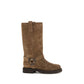 Brunello Cucinelli Brown Calf Leather Bos Taurus Flat Boots