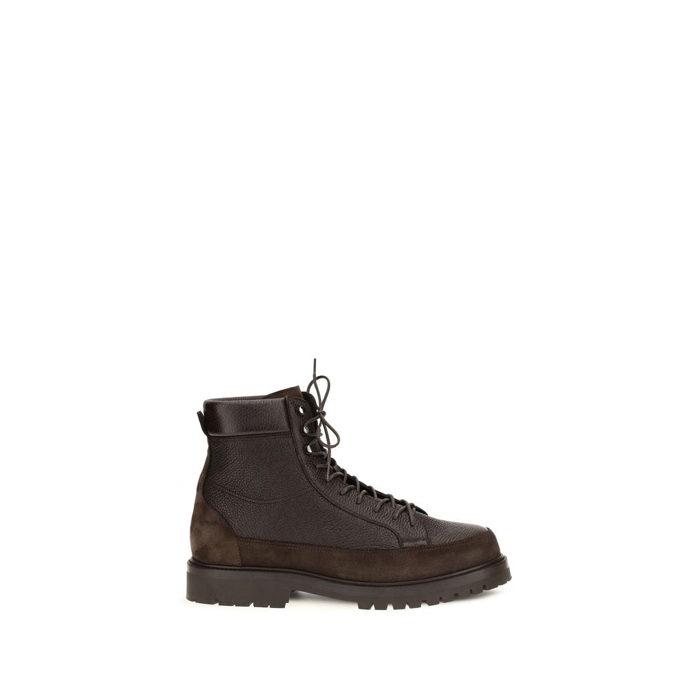 Brunello Cucinelli Brown Deer Lace-Up Boots