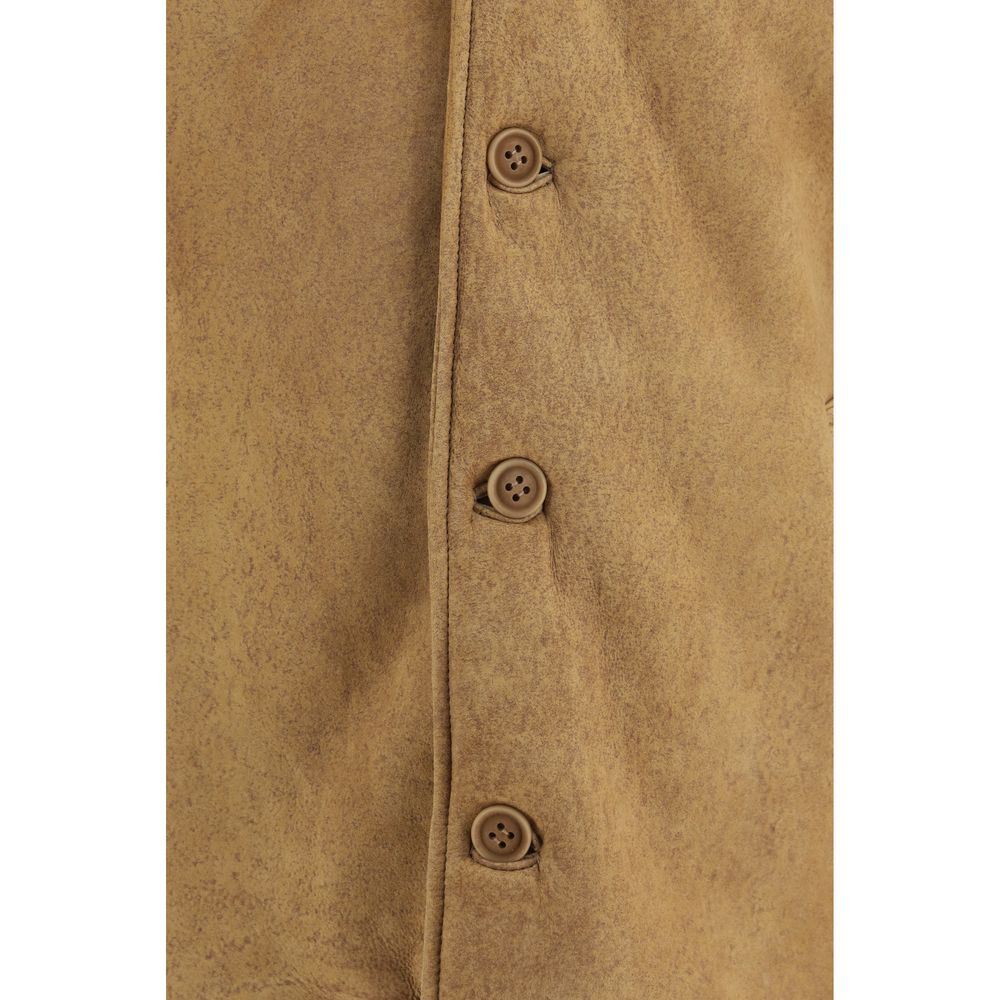 Salvatore Santoro Brown Leather Full-Length Jacket