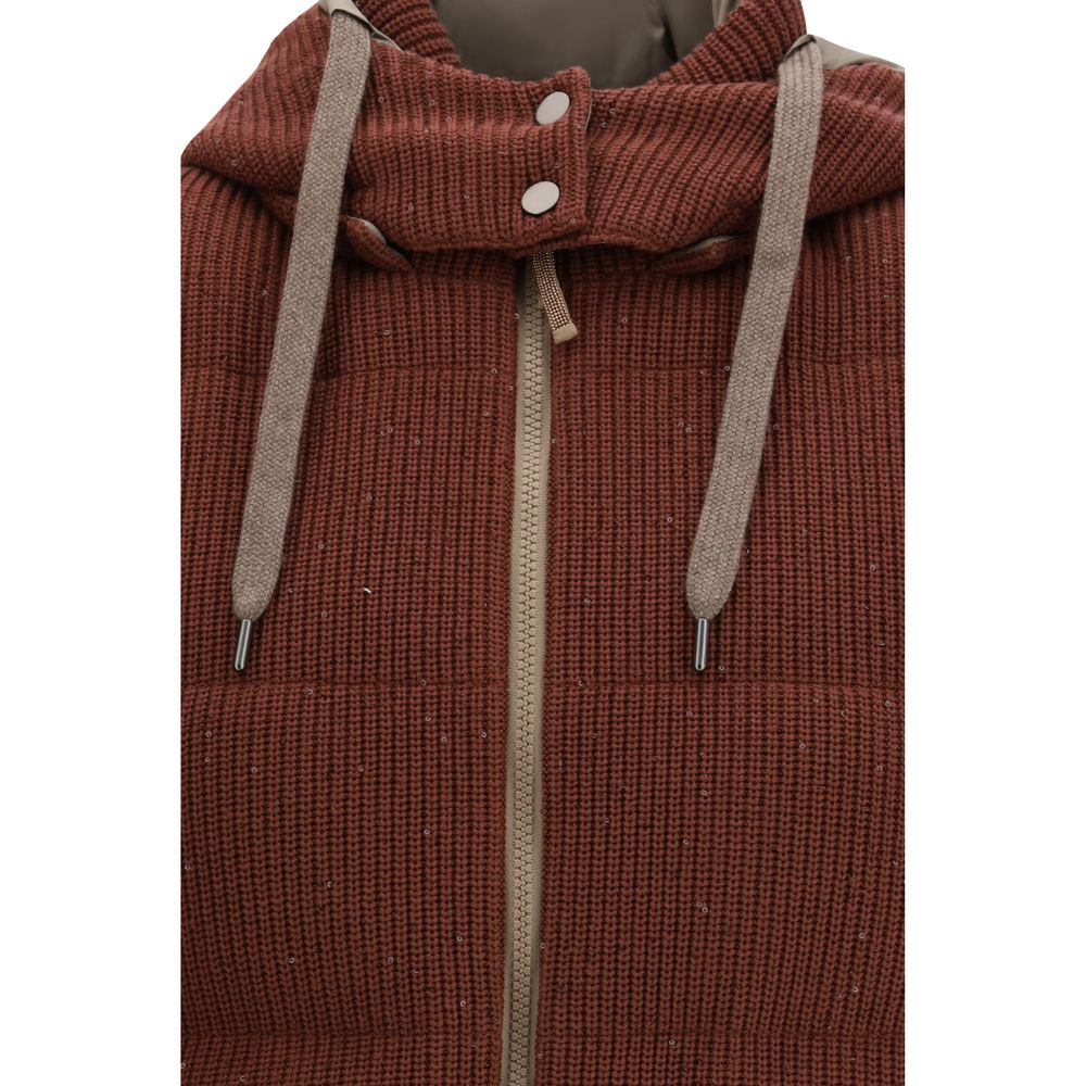 Brunello Cucinelli Brown Cotton Sleeveless Jacket