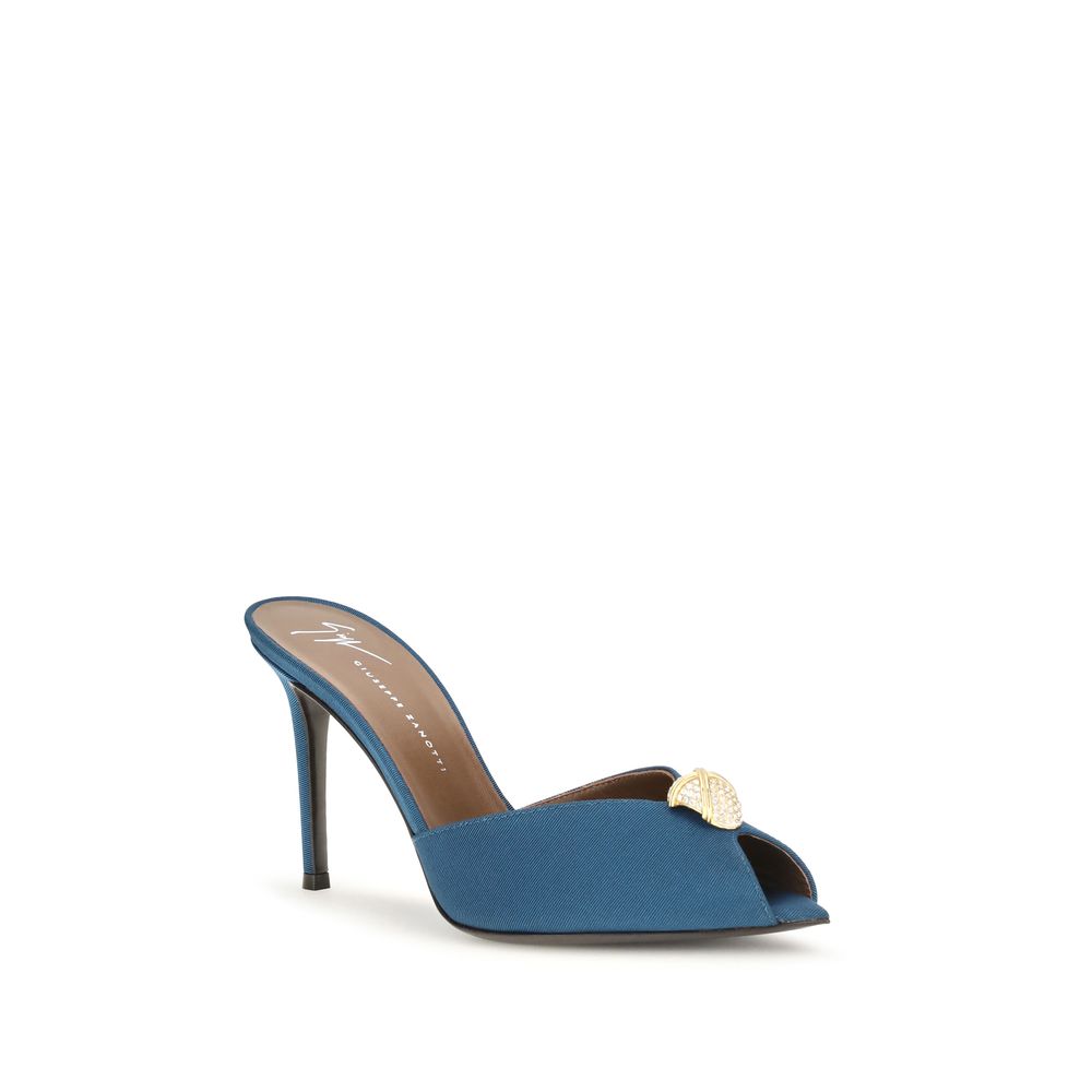Giuseppe Zanotti Blue Calf Leather Bos Taurus Stiletto Heel Sandals
