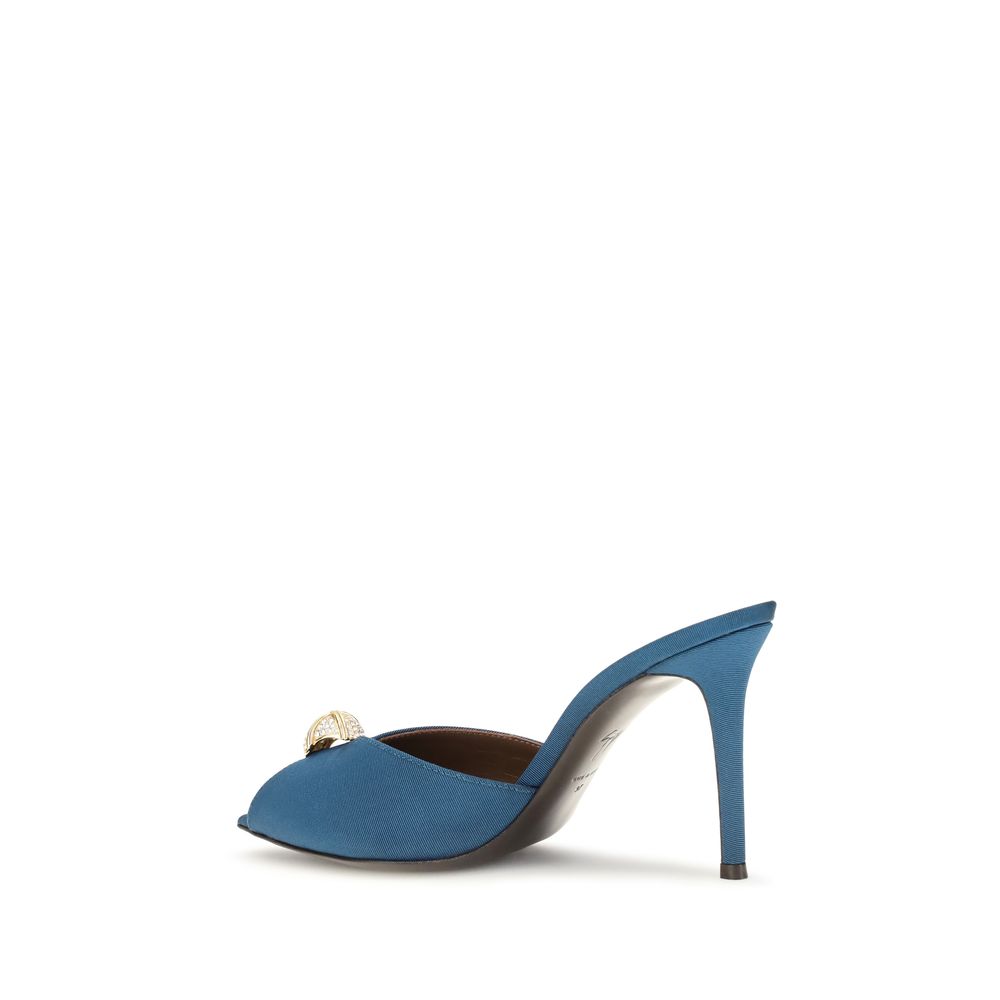Giuseppe Zanotti Blue Calf Leather Bos Taurus Stiletto Heel Sandals