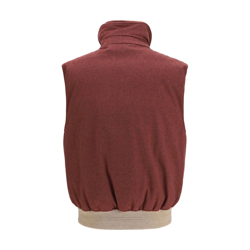 Brunello Cucinelli Bordeaux Wool Oves Aries Sleeveless Jacket