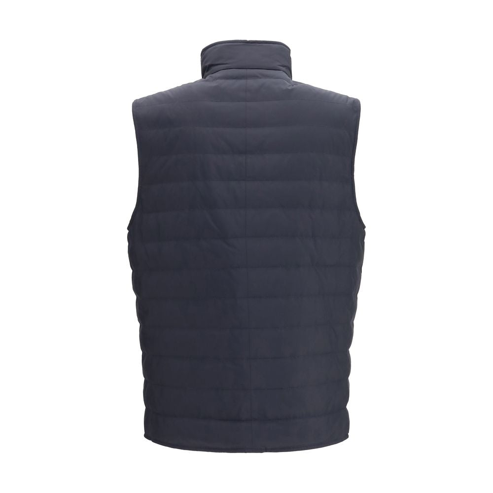 Brunello Cucinelli Blue Polyester Sleeveless Jacket