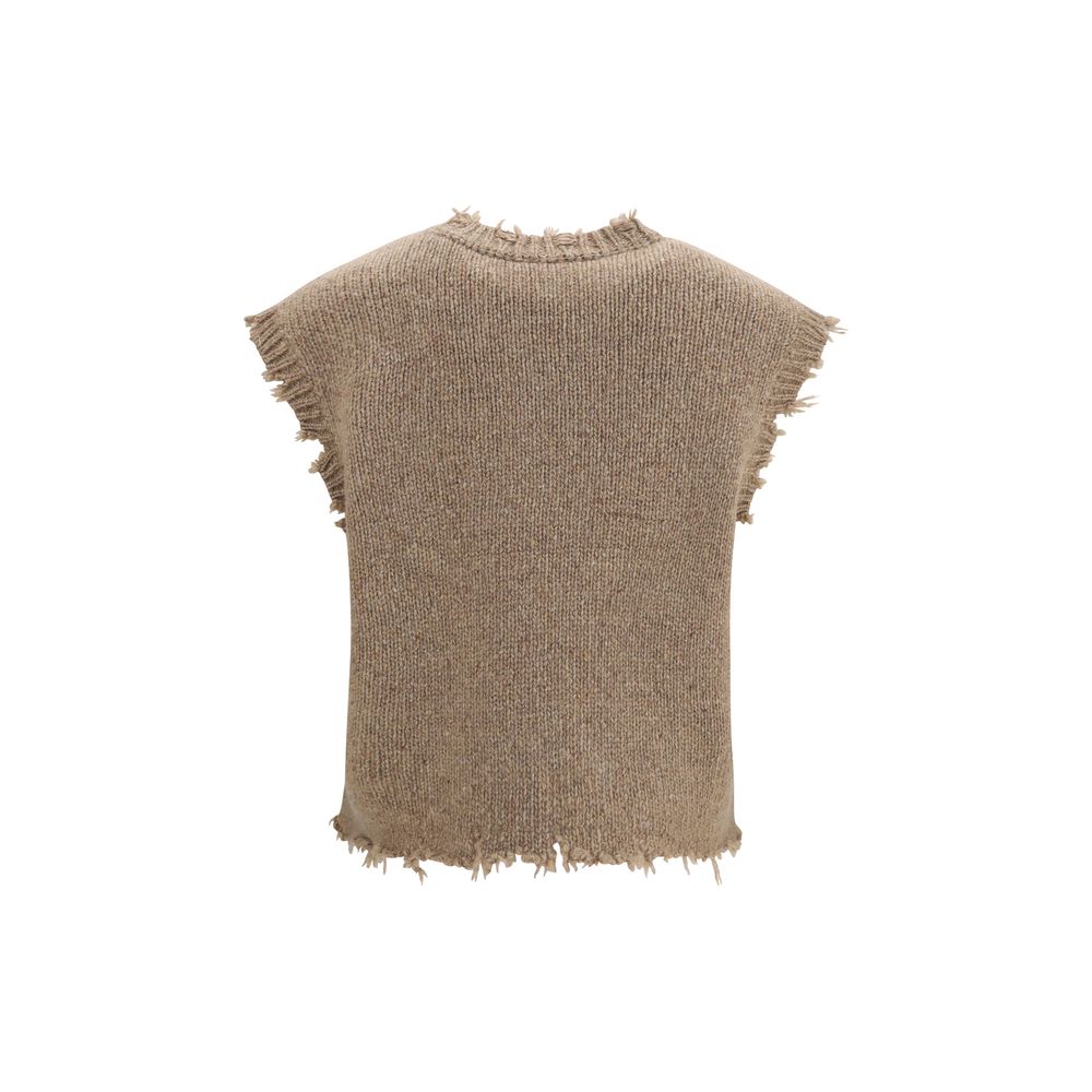 R13 Beige Cashmere Sleeveles Sweater