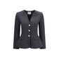 Self-Portrait Gray Polyester Full-Length Jacket