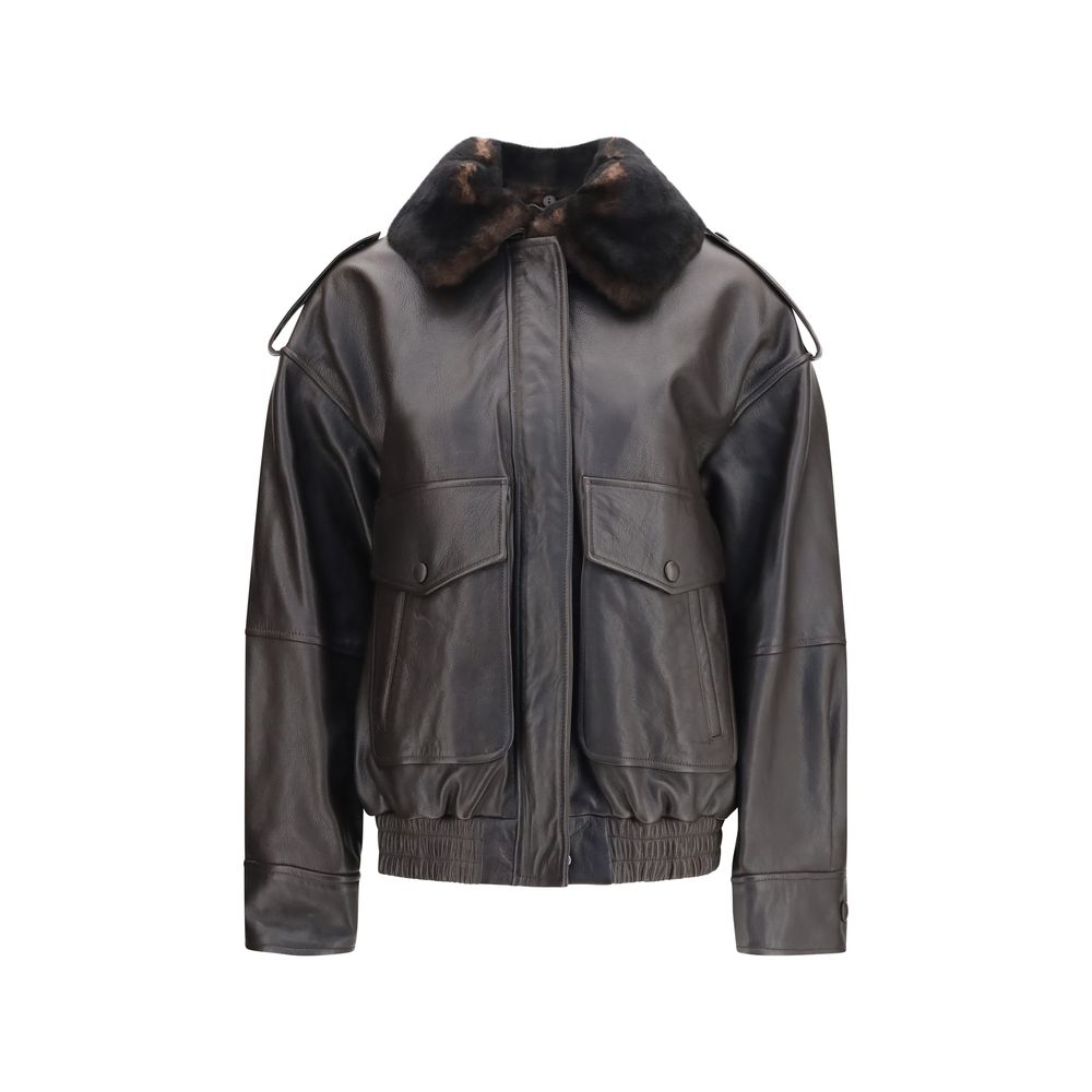Loulou De Saison Brown Calf Leather Bos Taurus Bomber