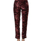 BENCIVENGA Burgundy High Waist Patterned Straight Trouser Pants